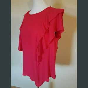 NWOT! Cherry Ruffle Sleeveless Blouse